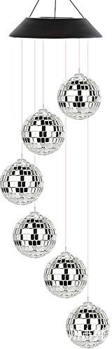 Solar Wind Chimes Light Outdoor LED Light Crystal Balls Glass Balls Garden Decorative Light Disco Balls Hanging Wind Chimes for Home Garden Decoration(#1)