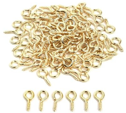 100 Stück Mini-Schrauböse, Ösen, Schraubhaken, Gewindeverschluss, Verbindungsanhänger for Harzformen, Schmuckherstellung, Zubehör (Size : Gold-5x10mm)