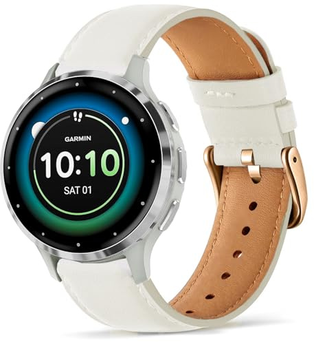 VELULYX armband i äkta läder kompatibel med Garmin Venu 2S/Venu 3S/Vivomove 3S/Vivoactive 4S, 18 mm armband för Fossil Ladies Gen 6/Gen 5E/Gen 4/Gen 3