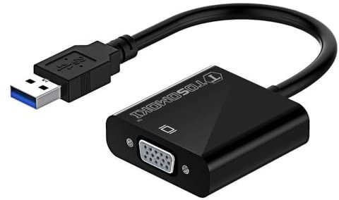 Tosomoki - USB to VGA Converter, RGBS 1080P USB to VGA Video Graphic Card Display External Cable Converter for PC Laptop Windows XP 7/8/8.1/10, Desktop, Laptop, PC, Monitor