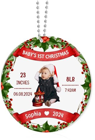 Personalisierter Weihnachtsanhänger Aus Acryl Weihnachtsdeko: Mit 2-6 Namen Foto Text Weihnachtsdeko Zum Aufhängen Geschenke Für Das Erste Weihnachten Neugeborenen Verheirateten Paar (B - Mit Foto)