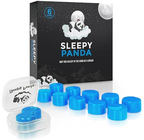 Ear Plugs for Sleeping - Reusable Soft Premium Silicone Earplugs 6 Pairs for Noise Canceling, 27DB Highest SNR by Sleepy Panda (Aqua Blue, One Size)