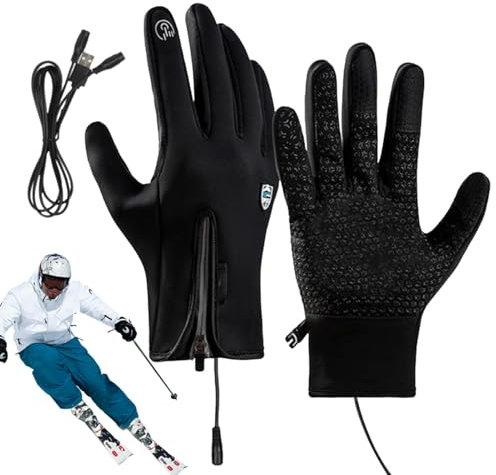 Bajbumgn USB Beheizte Handschuhe, Elektrische Beheizte Handschuhe für Herren Damen, Wiederaufladbar Beheizte Handschuhe, Warme Touchscreen Handschuhe für Klettern, Wandern, Radfahren, Camping