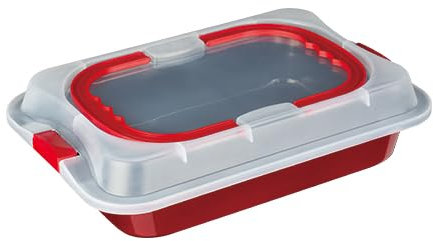 Berlinger Haus Teglia da forno con coperchio, bordeaux, linea metallizzata, 36,5 x 24,5 x 5,5 cm, BH-7862