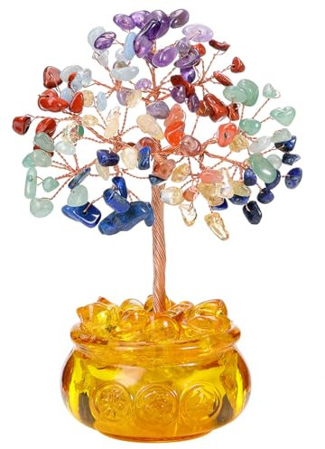 Jovivi Chakra Crystals Tree Healing Crystal Tree of life Spiritual Gifts for Women,Chakra Stones Gem Money Tree For Good Luck Wealth Prosperity,home office desk Feng Shui Decor