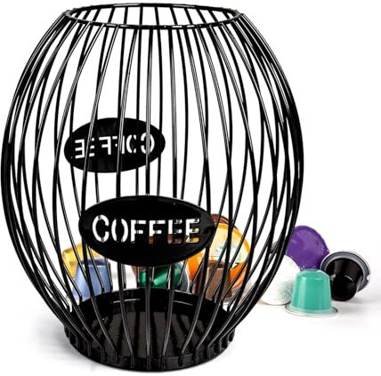 Guolich Cesta de Almacenamiento para Cápsulas de Café,Organizador de Cafe Soporte para Cápsulas de Café,Porta Capsulas Cafe, para Guardar Frutas (Negro)