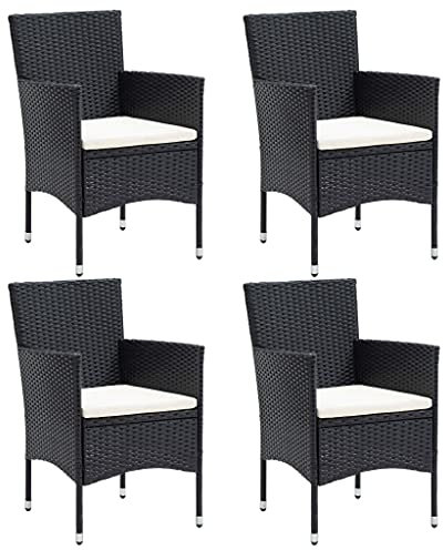 XINCXIN Garten-Essstühle 4 STK., Stuhl Gartenstühle Chair Korbsessel Geeignet für Balcony Outdoor Garden Pool Poly Rattan Schwarz