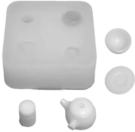 Juego de té en miniatura de silicona, resistente a altas temperaturas, epoxi para hornear en casa, fácil de desmoldar, juguete de alimentos