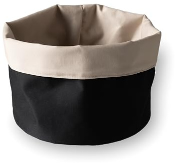 LACOR - 60093 – Corbeille à pain Black, coton, viscose, lavable en machine, pliable, multifonction, réversible, empilable, polyester, Ø 20 cm