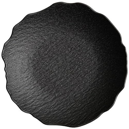 GUHPZA Assiettes À Dîner Assiette Plat Maison Salle À Manger Assiette Profonde Hôtel Restaurant Assiette Creuse en Céramique Vaisselle Service De Table,Black-11inch