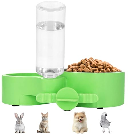 Basic Bowls with Water Dispenser for Puppy,Crate Water Bowl for Pet Supplies,Cage Hanging & Standing Dog Bowls Feeding & Watering Supplies for Small Dogs,Cat,Rabbit，Piggy, Parrot, Guinea Pig (Green)