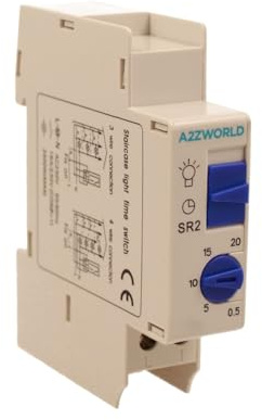 Interruptor temporizador modular, temporizador relé mecánico para luces de pasillo escalera, 0,5 min/20 min, Slim ocupa solo 1 módulo DIN, 16 A CA 230 V, IP20 IEC60730-2-7
