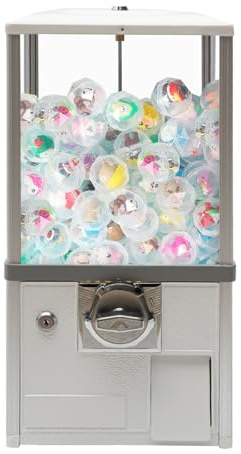 25 Cents Coin Operated Vending Machine, 1.77-1.97 Inch Spherical Capsule Candy Dispenser Store Bulk Vending Machine for Game Stores, Retail Stores, Gumball Bank (White)