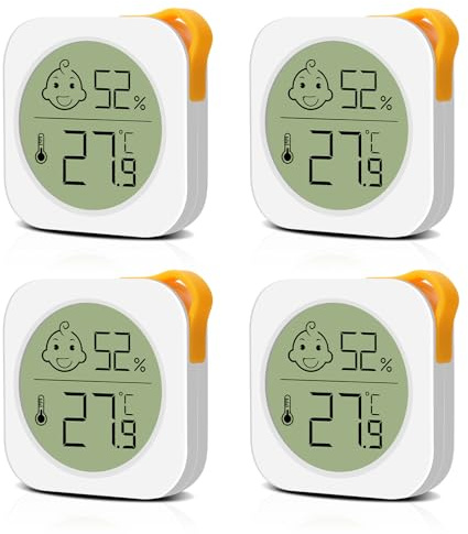 Hygromètre thermomètre intérieur mini LCD numérique hygromètre appareil de mesure de température pour salon chambre bureau chambre d'enfant etc. (4PCS)