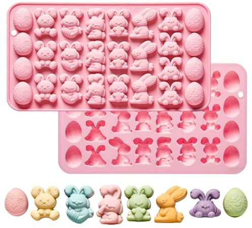 Silikonform für Oster-Schokolade, 27 Mulden Hasen- und Eiformen | Mit verschiedenen Designs von Hasen und Ostereiern – ideal für die Zubereitung von Pralinen, Süßigkeiten, Gelees und Mousses