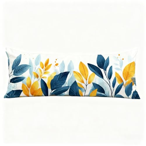Taie Oreiller Feuilles Oreiller de Corps Usine Taie de Traversin 180 x 50 cm (Lot de 1) Coussin pour Dormeur Latéral, Impression Recto Verso Velour Taies D'oreillers pour Salon Lit Coussin Long H0-738