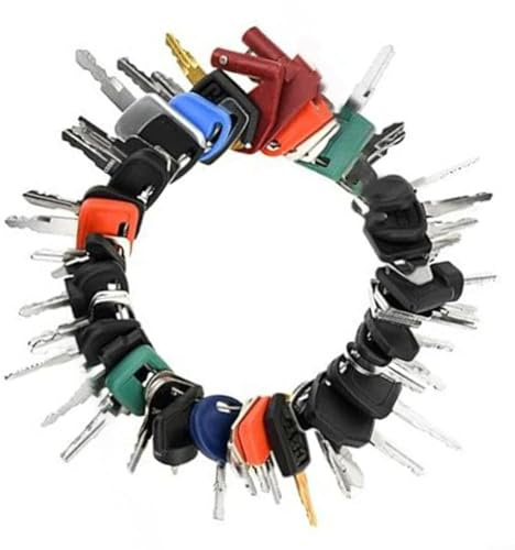 GLFLOW Juego de llaves de equipo pesado de 50 piezas para llave de encendido de máquina de construcción de gatos, metal 14X17mm con anillo de alambre ajustable