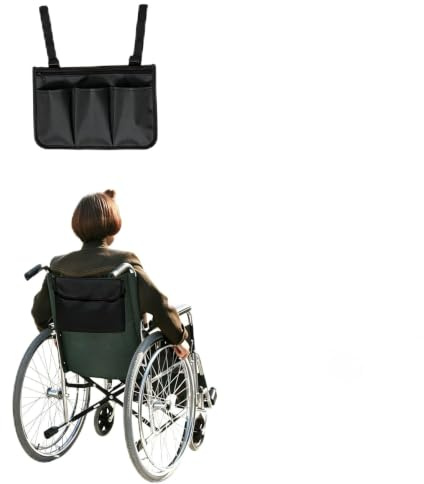 Heucadup Bolsa Silla de Ruedas, 2 artículos Bolsa para Silla de Ruedas, Impermeable, Universal, Asas traseras para sillas de Rueda, ayudas para la Movilidad, Negro