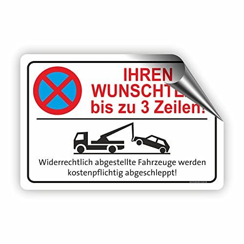 Fassbender-Druck SCHILDER - TEXT NACH WUNSCH Quer - Ihr personalisiertes Parken verboten Schild - Schild zum Markieren vom absoluten Parkverbot - WUNSCHTEXTSCHILD (45x30cm Aufkleber)