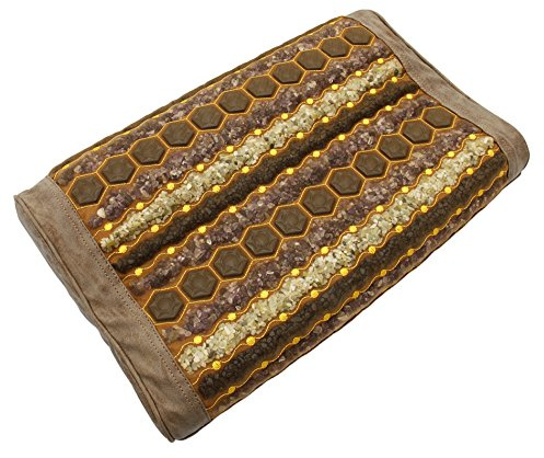 MediCrystal Far Infrared Edelstein-Kissen - mit natürlichen Kristallen - negative Ionen - FIR Hitze - Nicht el Jade Tan 20 L x 12 W x 4 H LEICHTE