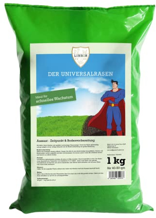 Linsor Gazon universel, 1 kg pour 25 m², mélange de pelouse, vert riche, semis de printemps