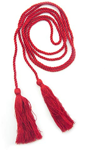 HAND®-Satz von 4 rote Baumwolle Doppel endet Quasten mit String Kordel - 136 cm lang