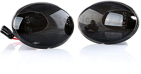LIGHTDELUX 2 x LED Blinkleuchte Blinker Seitenblinker Kortflügelblinker mit E-Prüfzeichen Black Vision V-173310