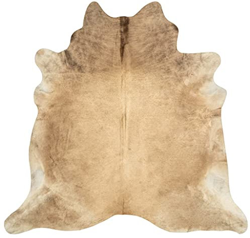 vidaXL Teppich Echtes Kuhfell Rinderfell Stierfell Echtfell Fell Fellteppich Bettvorleger Läufer Deko Wohnzimmerteppich Beige 150x170cm