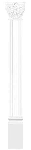 HEXIM Pilaster ca. 180x25mm - Wandreliefe/Stuckdekor aus PU Hartschaum, Auswahl von Schaft, Kapitell & Sockel - Perfect D1522 (Komplettset)