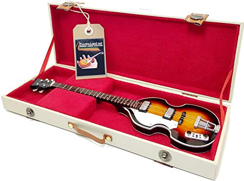 Music Legends Collection Miniatur-Gitarre Bass PAUL McCartney Violin Bass Beatles Replik 1:4 mit Hard Case Box und Sammleretui für Musik-Löver und Sammler, Höhe 27 cm