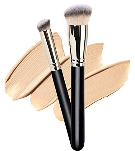 Makeup Brushes DPOLLA Pro Foundation Brush and Flawless Concealer Brush Perfect for Any Look Premium Luxe Hair Contour Brush Perfect for Blending Liquid,Buffing,Cream,Sculpting,Mineral Makeup
