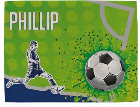 Striefchen® Platzdeckchen für Jungen mit verschiedenen Motiven und Wunschname Fussballer