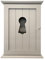 Wooden Key Cabinet Wall Mounted Cupboard. Keyhole shaped window design or elephant carving. Perfect Organiser for Keys. Magnetic Door Closure and Six Hooks (Light Beige Grey)