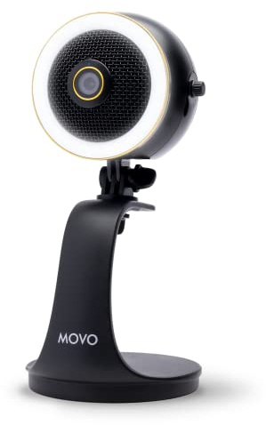 Movo WebMic HD Pro All-in-One Webcam with Microphone and Ring Light- 1080p HD Camera, Pro Cardioid Condenser Microphone, LED Ring Light -HD Webcam for Streaming, Video Conferencing, Recording, Gaming