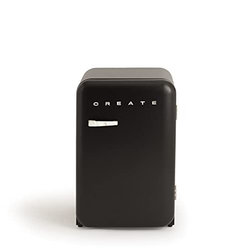 CREATE / RETRO FRIDGE 83.5 MARBLE/Frigorífico negro maneta mármol / 98W. bajo consumo. 2 estantes. regulador temperatura. botellero. 56x54x84cm