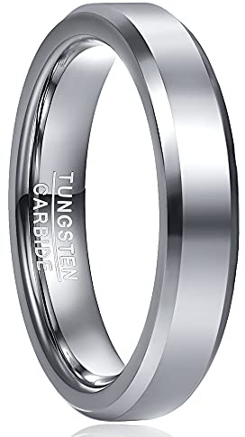 Cloyo Ringe Damen Herren Schwarz/Silber/Blau Wolfram Ring 2mm 4mm 6mm 8mm Stapelbar Schmale Ring Dünn Verlobungsringe Partnerringe Comfort Fit 52 bis 67 (16.6-21.3)