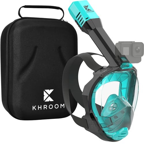 Khroom snorkelmask vuxen helmask absolut CO2 säker | Vår BÄSTA dykmask Seaview Pro för snorkling | helmask snorkelmask | snorkling set alternativ (S/M turkos + väska)