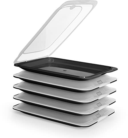 PracticFood - Lote de 5 Porta Embutidos y Alimentos Sistema Fresh, Conservación Optima de Lonchas en Nevera, Medidas 17 x 3.2 x 25.2 cm. 5X Turquesa