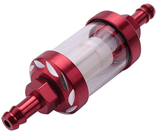 Lodokdre Kraftstofffilter aus Glas, Gas-Legierung, Zubehör für ATV, Dirt Pit Motocross, Rot