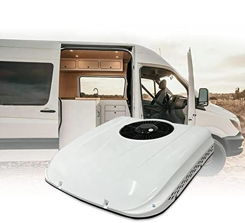 Aire acondicionado para techo de caravana 12 V/24 V CC Aire acondicionado para caravana Aire acondicionado de estacionamiento eléctrico Solo refrigeración, flujo de aire de 350 m3/h, 8 horas de 12V