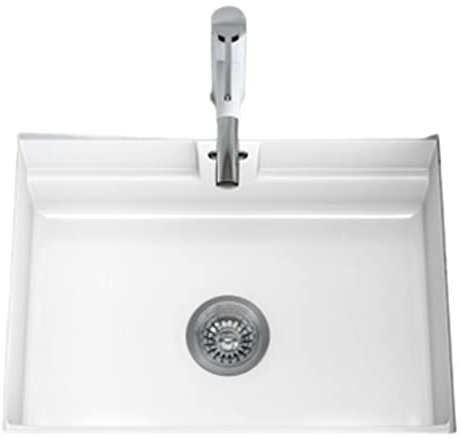 Spüle einbauspüle keramikspüle einbauwaschbecken single bowl kitchen sinks spülbecken weiss einbauwaschbecken Geeignet für Innen- und Außenküchen, Innenbäder und Waschküchen (Color : White, Size : 5