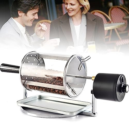 XDLYWUZIQ Torréfacteur De Grains De Café, Torréfacteur Manuel à Tambour, Torréfacteur à Café, Torréfacteur à Café Domestique, Rouleaux en Acier Inoxydable pour Grains, Cacahuètes, Noix,A