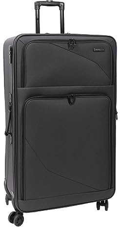 Bordlite Lightweight 4 Wheel Black Suitcase Soft Luggage Travel Cabin Bag, Easy Roll Suitcase - Black - X Large