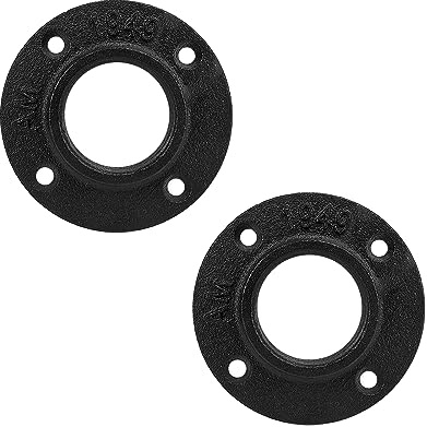 BathAce Industrial Pipe Floor Flange, Heavy Duty Malleable Iron Pipe Fittings, Wall Mounted Vintage DIY Threaded Flange for Decoration Pipe Fitting Project, Black(2 Pack, 1.5 Inch)