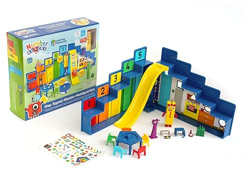 Learning Resources Numberblocks Step Squad Mission Headquarters Deluxe lekset för åldrarna 3+, inkluderar tre samlarfigurer, överraskande dolda spionfunktioner & Klistermärkesark