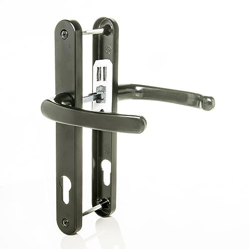 TSS UPVC Door Handle Set in Anthracite Grey, 92mm PZ (Centres), Lever/Lever, Screw to Screw 215mm with Backplate 246mm x 32mm - Grey Replacement PVC Door Handle