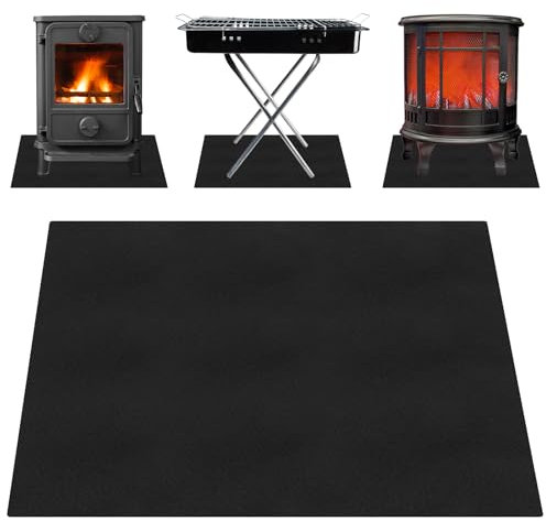 HIULLEN Tappetino Ignifugo 50 x 50 cm per Braciere, Protezione Resistente al Calore Non-combustibile per BBQ Gas Grill, Stufa, Camino, Barbecue, Griglia