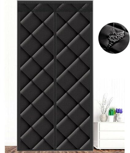 ZHhan Magnetic Thermal Insulated Door Curtain, Energy-Saving Privacy-Protecting Windproof,with Waterproof Cotton Curtain for Heater Room, Living Room,Easy to Insulated（Dark Black,80x210cm）