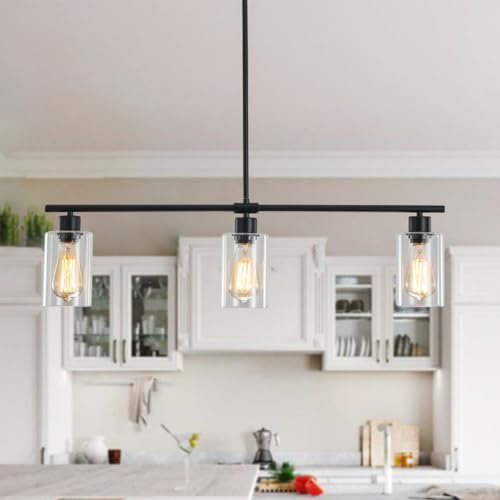 MRHYSWD Lámparas Colgantes De Vidrio De 3 Luces, Lámparas De Techo De Araña Negras para Sala De Estar, Lámpara Colgante De Techo Industrial para Comedor, Dormitorio, Pasillo