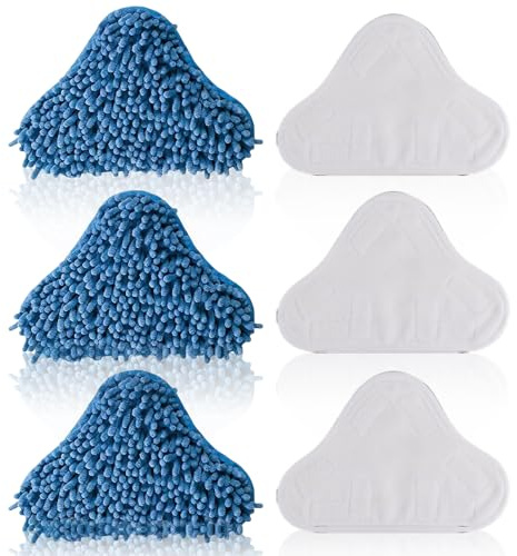 MEETOZ H2O Steam Mop X5,6pcs 3 x Microfibre Pads + 3 x Coral Microfibre Pads,Compatible for H20 Replacement Washable